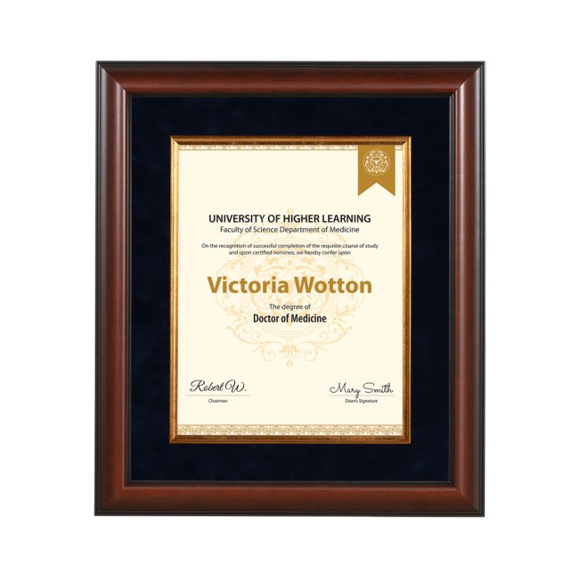 Grande Light Walnut Certificate Degree & Diploma Frame