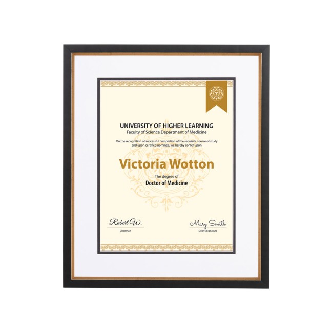 Flat Modern Black & Gold Diploma Frame Ferreira